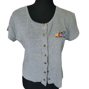 Vintage Nascar Racing Snap Up Cropped Baby Shirt sz M